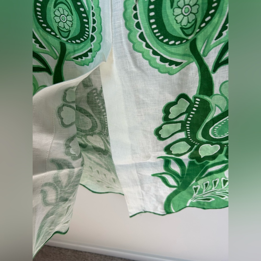 Farm Rio Green white floral embroidered Richelieu Midi Skirt - Picture 6 of 7
